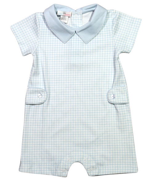 Blue Gingham Playsuit- Baby Loren