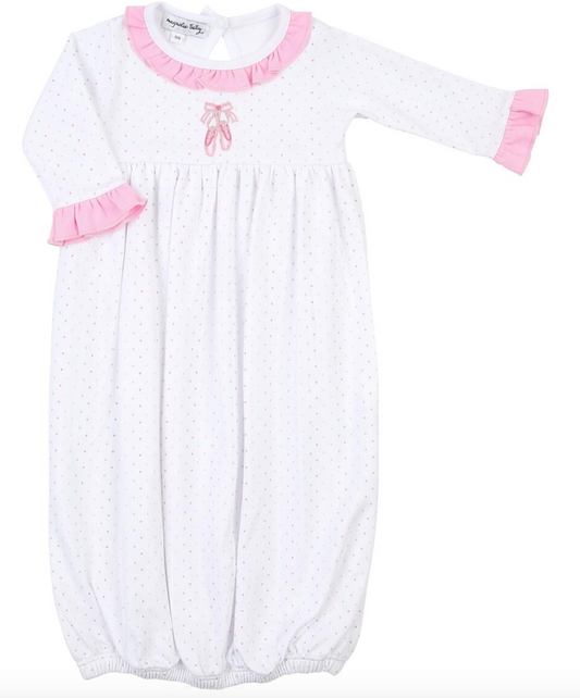 Embroidered Ruffle Gown with Ballet Shoes