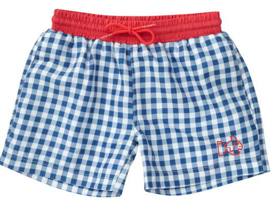 Boogie Board Swim Trunk in Set Sail Navy Gingham
