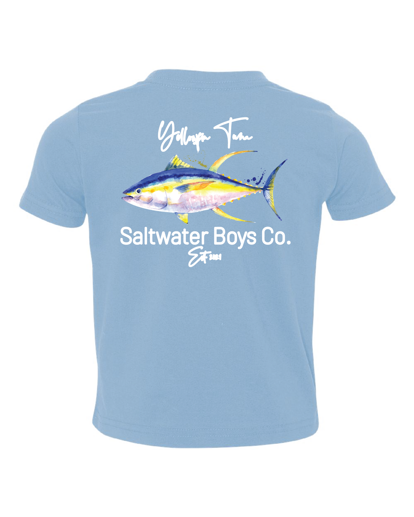 Yellowfin Tuna Short Sleeve Light Blue Tee Saltwater Boys Co.