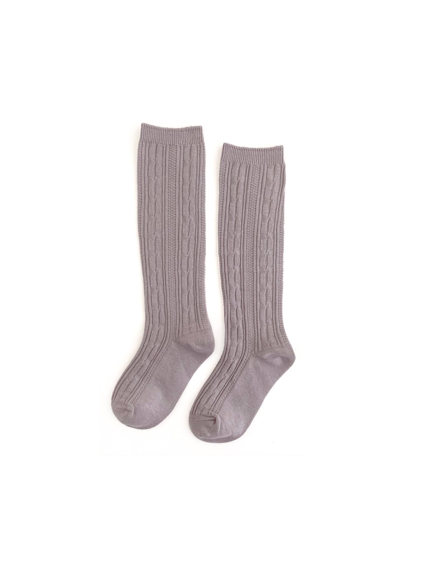Dove Cable Knit Knee Highs