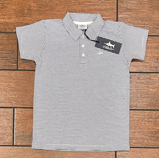 Signature Pima polo shirt- Navy/White Stripe Saltwater Boys Co.