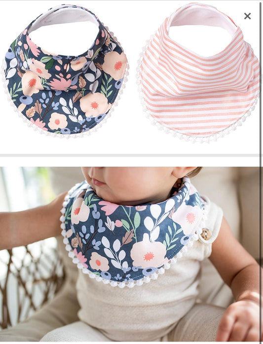 Copper Pearl™ 2-Pack Audrey Pompom Bandana Bibs