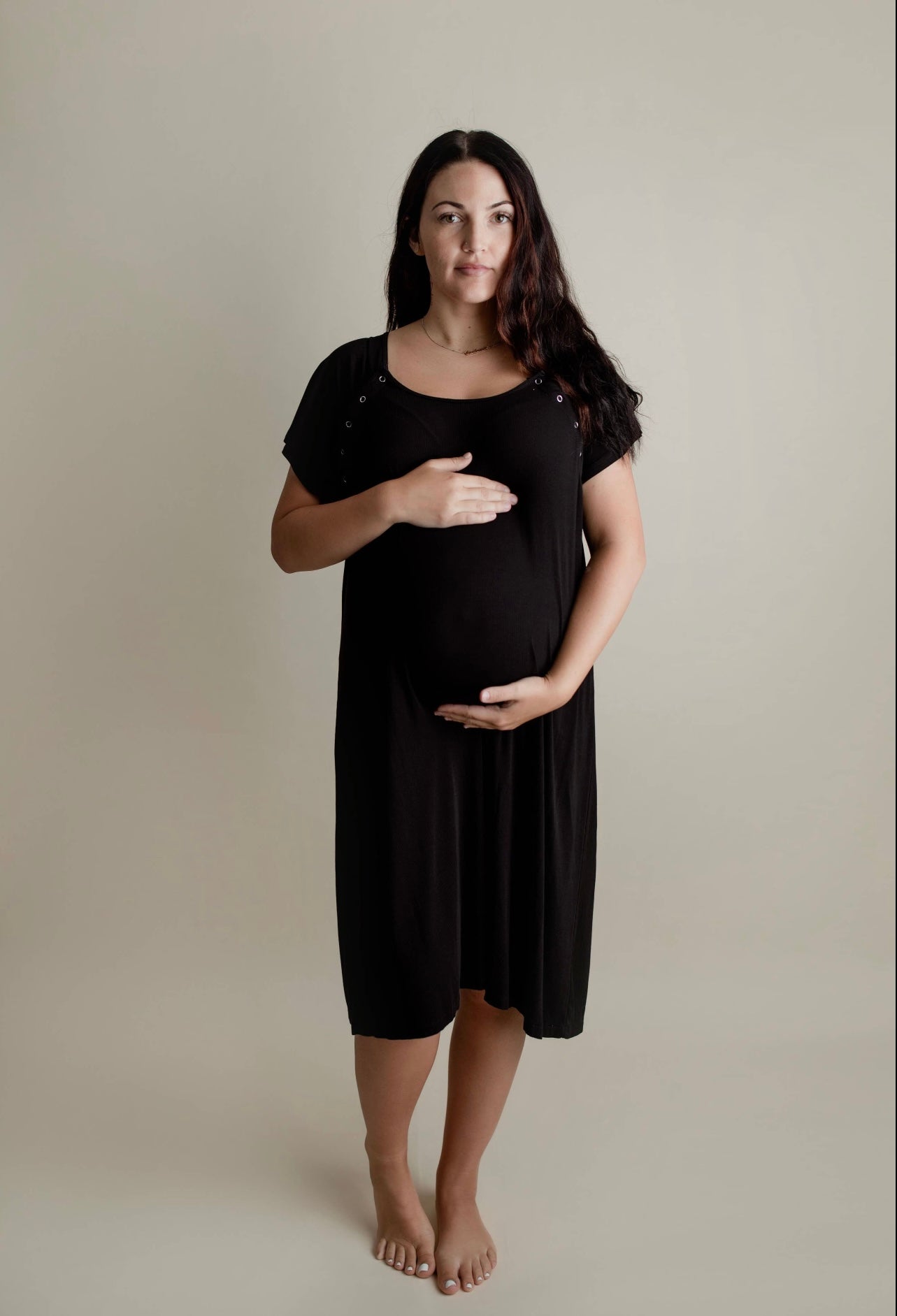 Black Maternity Mommy Labor and Delivery/ Nursing Gown