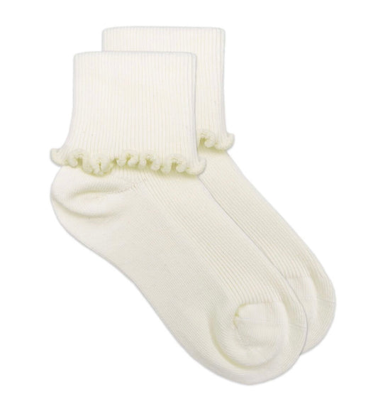 Jefferies Seamless Ripple Edge Ivory Socks
